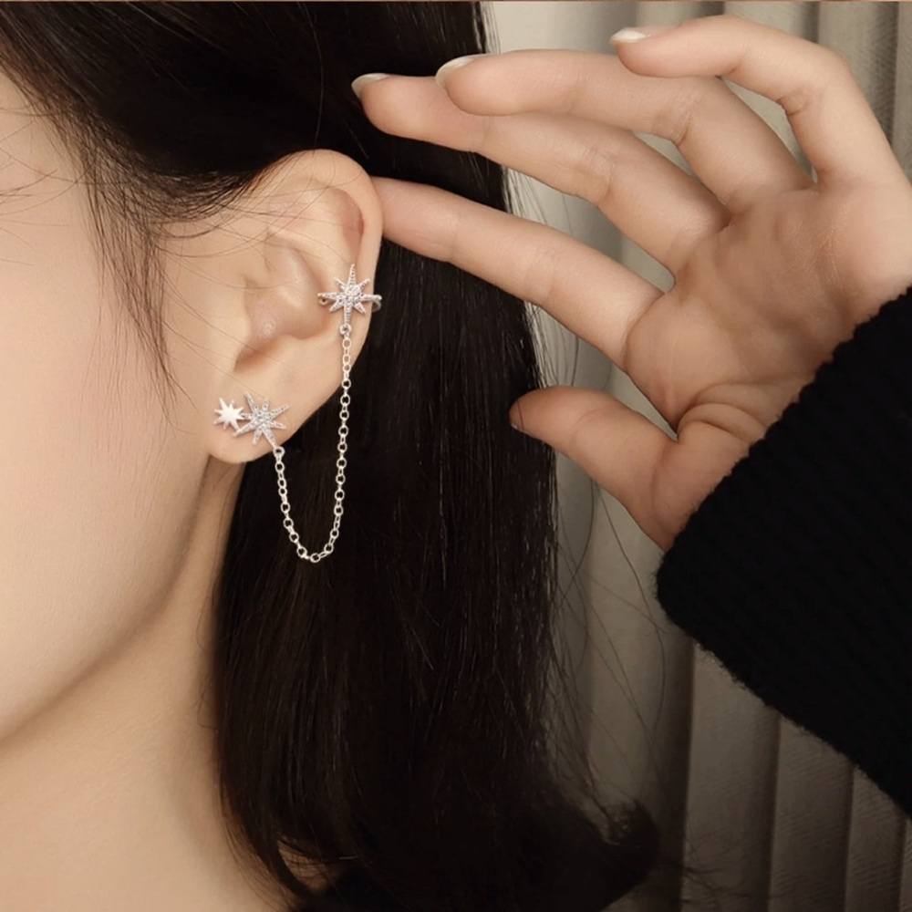 Single Accent Copper Silver Finish Fashion Piercing